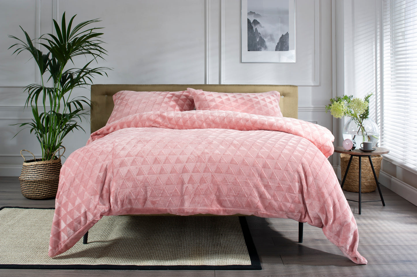 Alexandria Fleece Blush Single Duvet Set