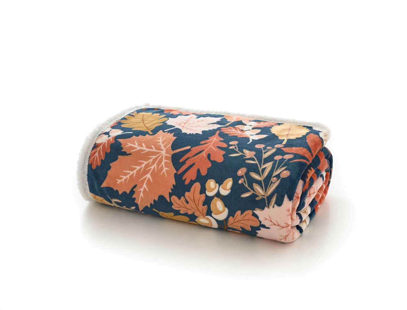 Autumn Leaves Printed Sherpa Fleece Throw