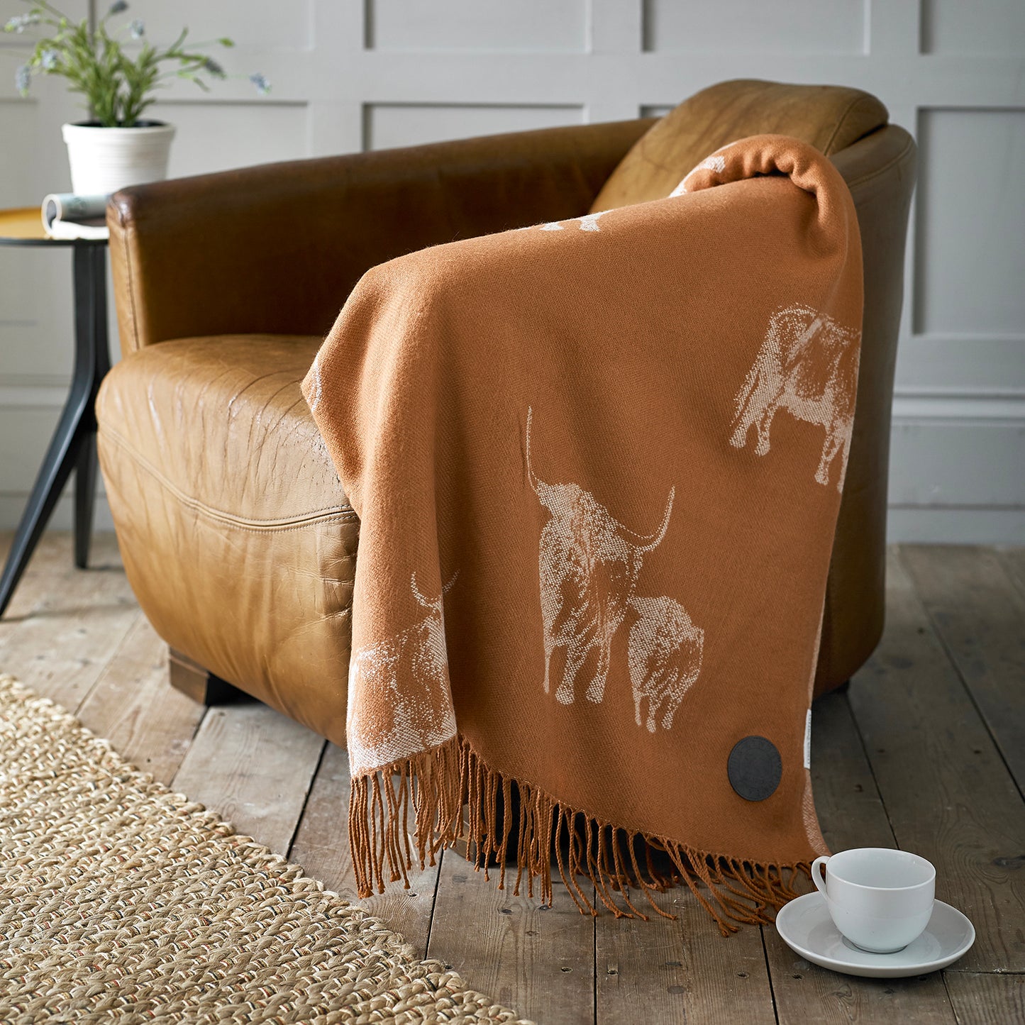 Cow and Calf Faux Cashmere Throw