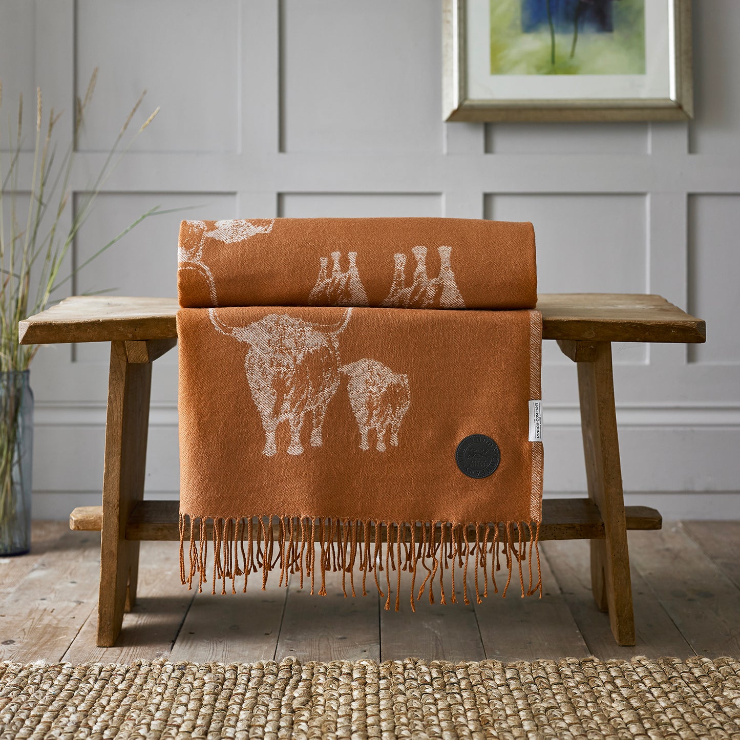 Cow and Calf Faux Cashmere Throw