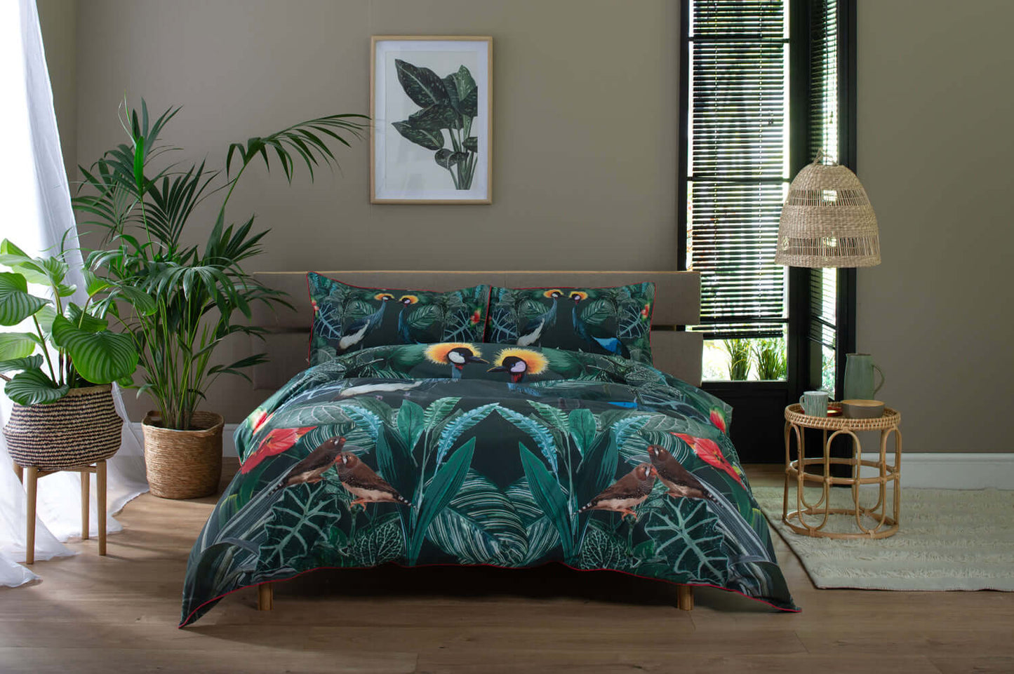 Crane Cotton Duvet Set with Fabric Bag