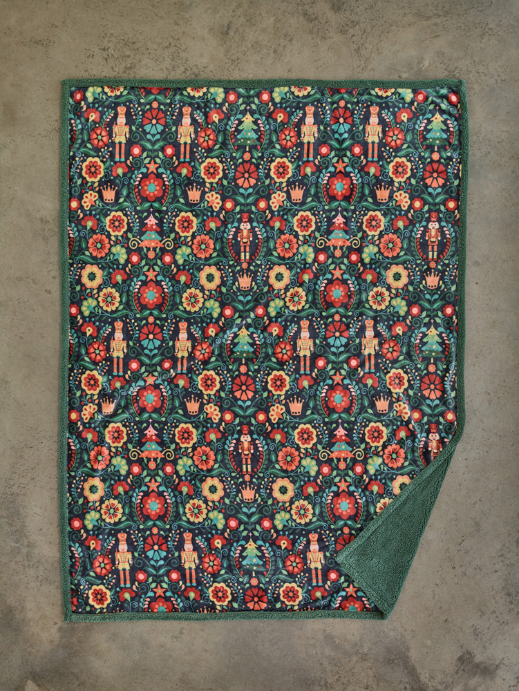 Folkloric Nutcracker Sherpa Throw 130x170cm