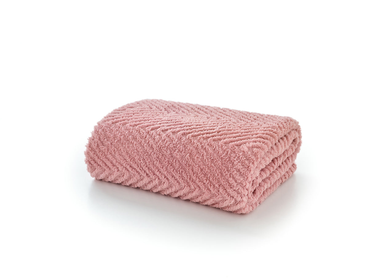 Hemsworth Chevron Fleece Throw Blanket - 130x170cm