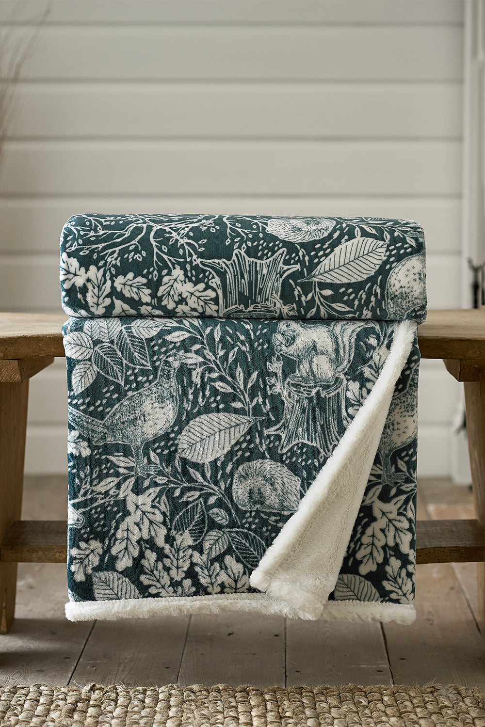 Hidden Forest Printed Sherpa Fleece Throw