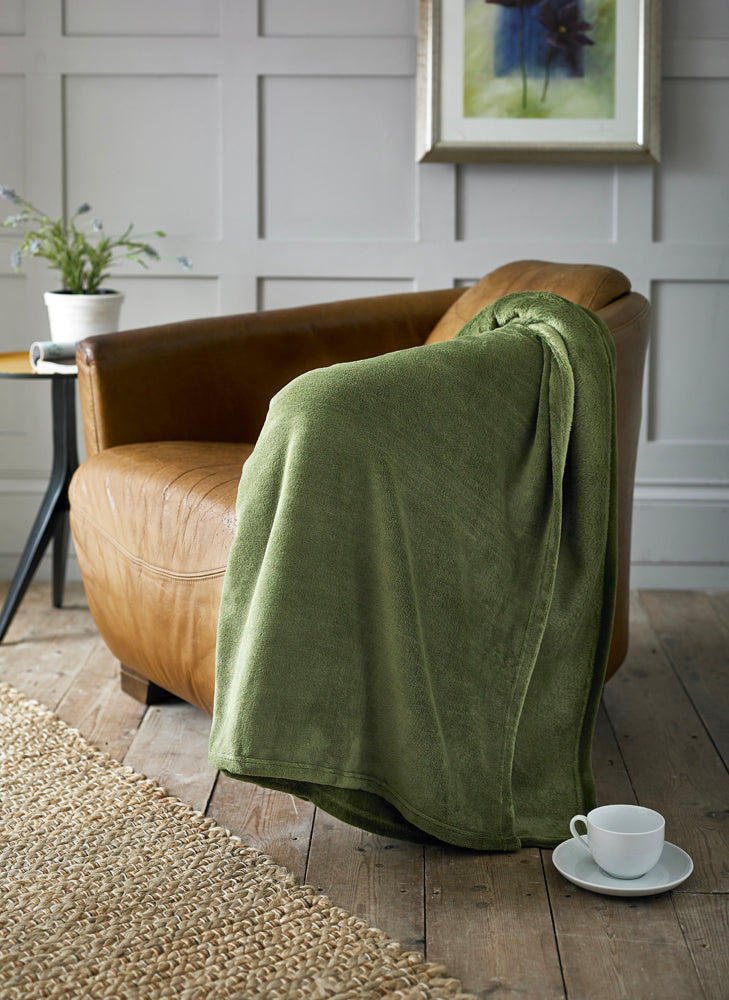 Snuggle Touch Microfibre Olive Throw