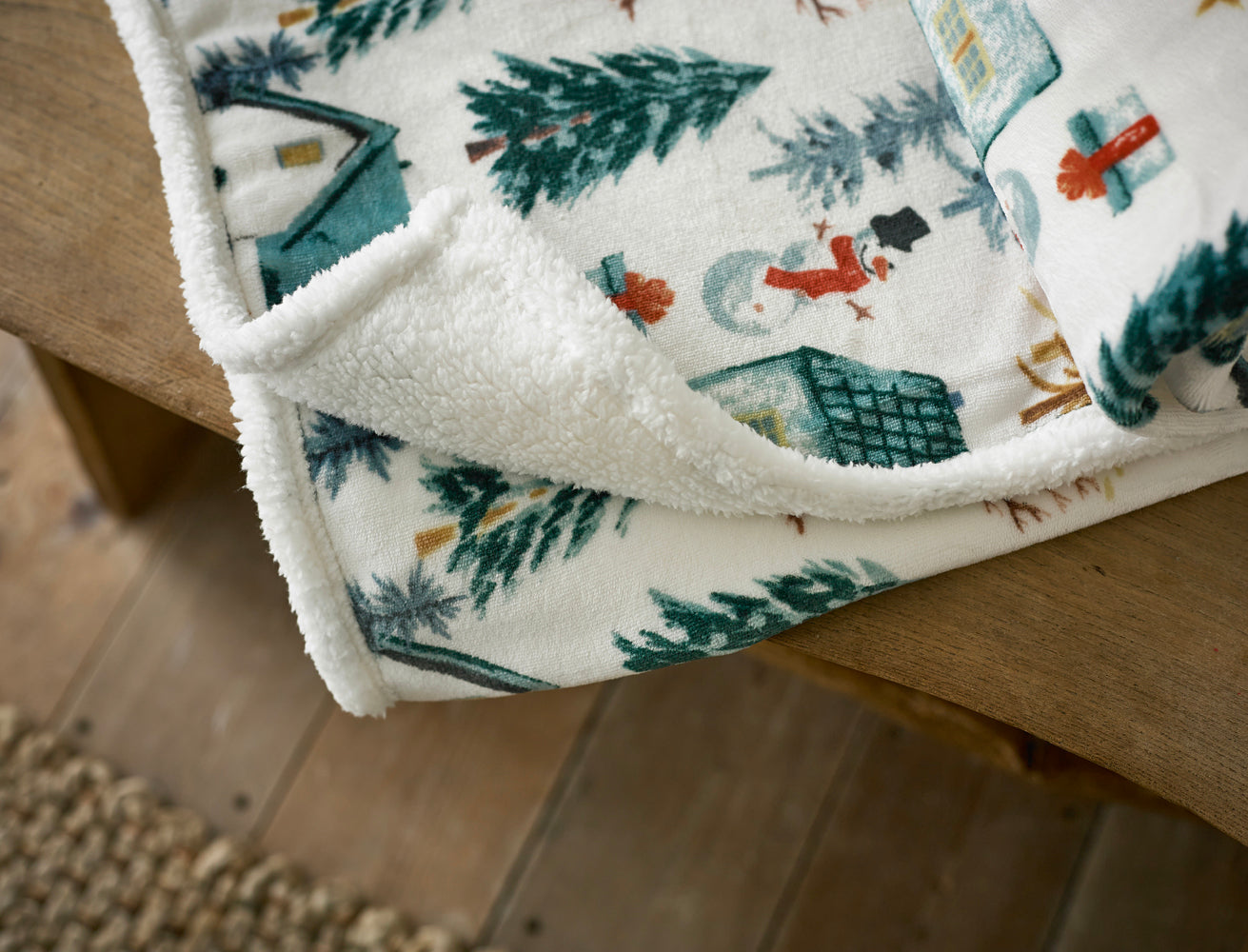 Winter Walk Sherpa Soft Fleece Throw