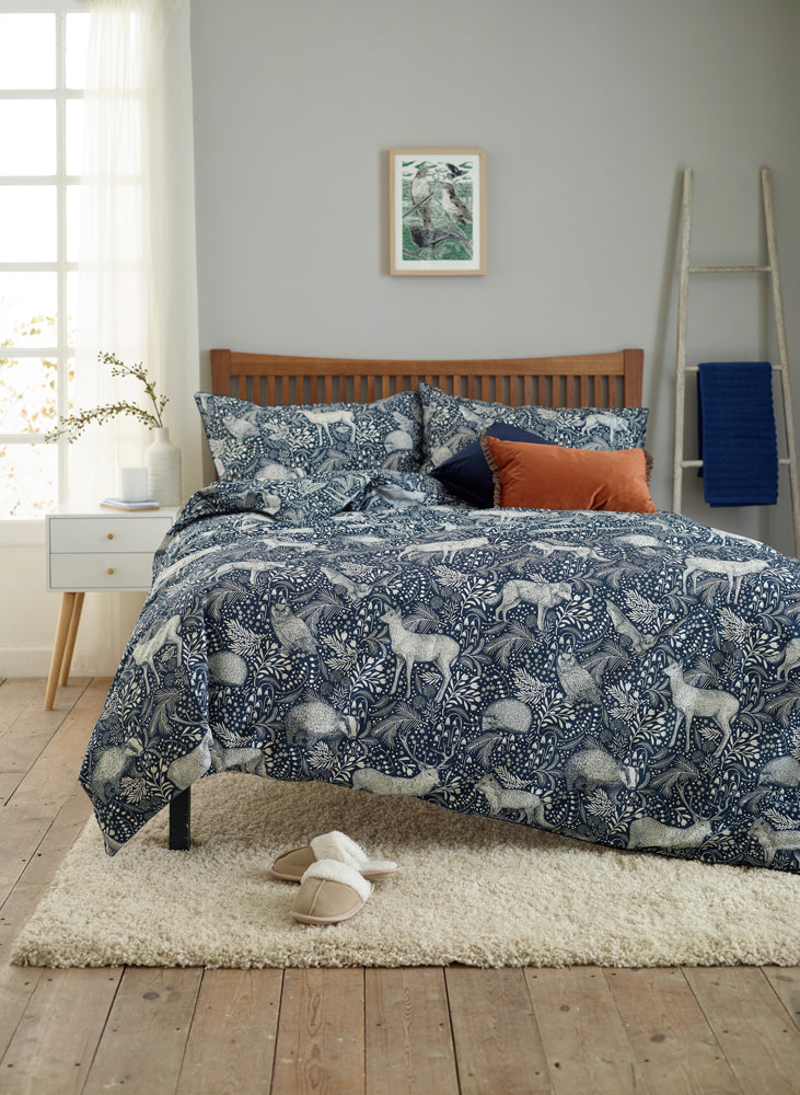Woodland Folk Printed Cotton Rich Duvet Cover Set