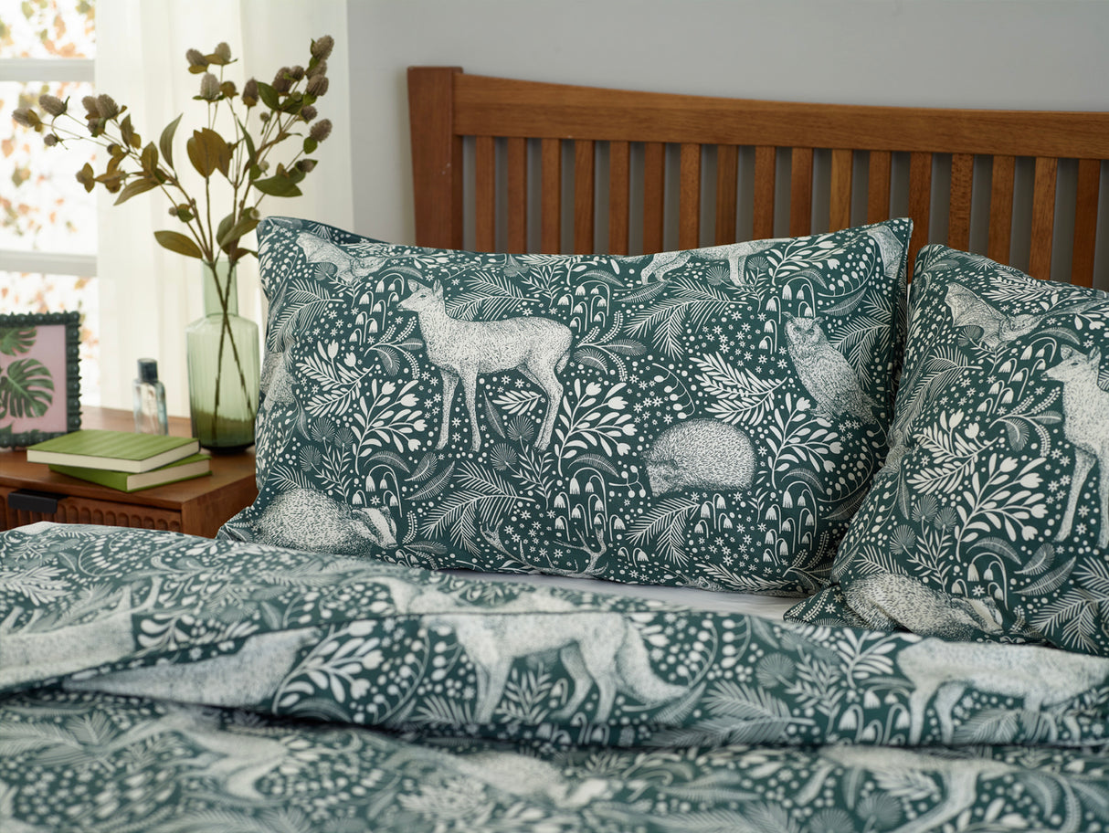 Woodland Folk Printed Cotton Rich Duvet Cover Set