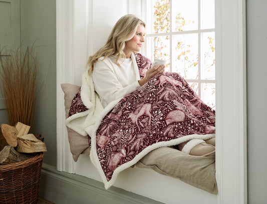 Woodland Folk Heated Sherpa Throw – 140x180cm