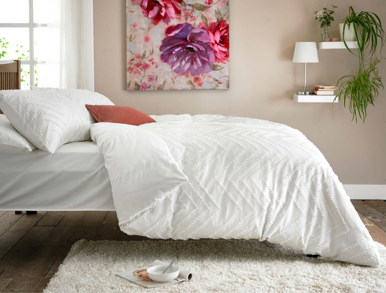 Zig Zag Tufted Microfibre Duvet Set