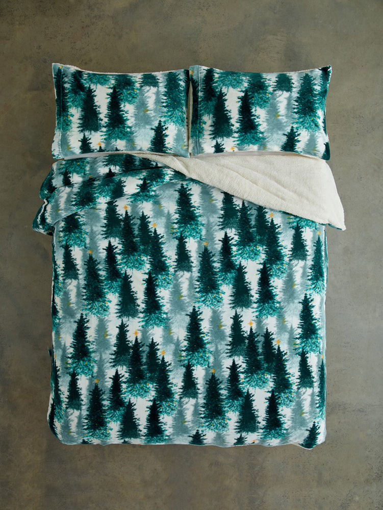 Christmas Tree Sherpa Duvet Set