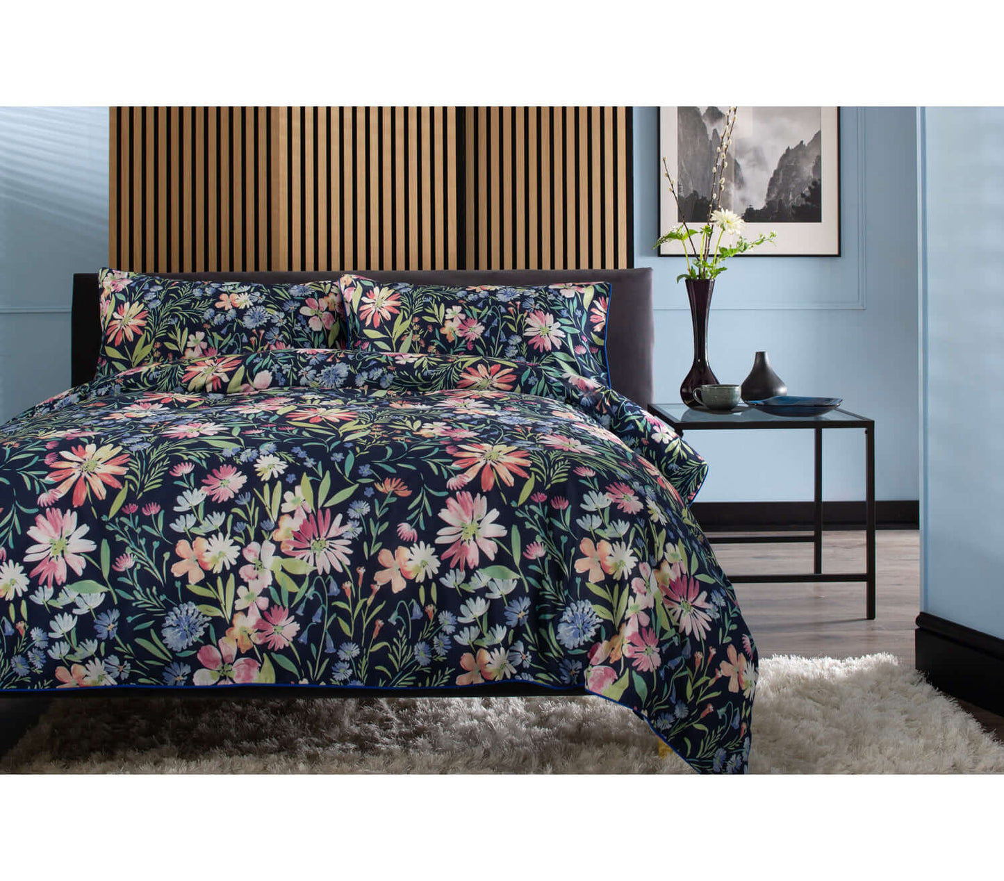 Spring Flowers Garden Reversible Duvet Set with Fabric Bag