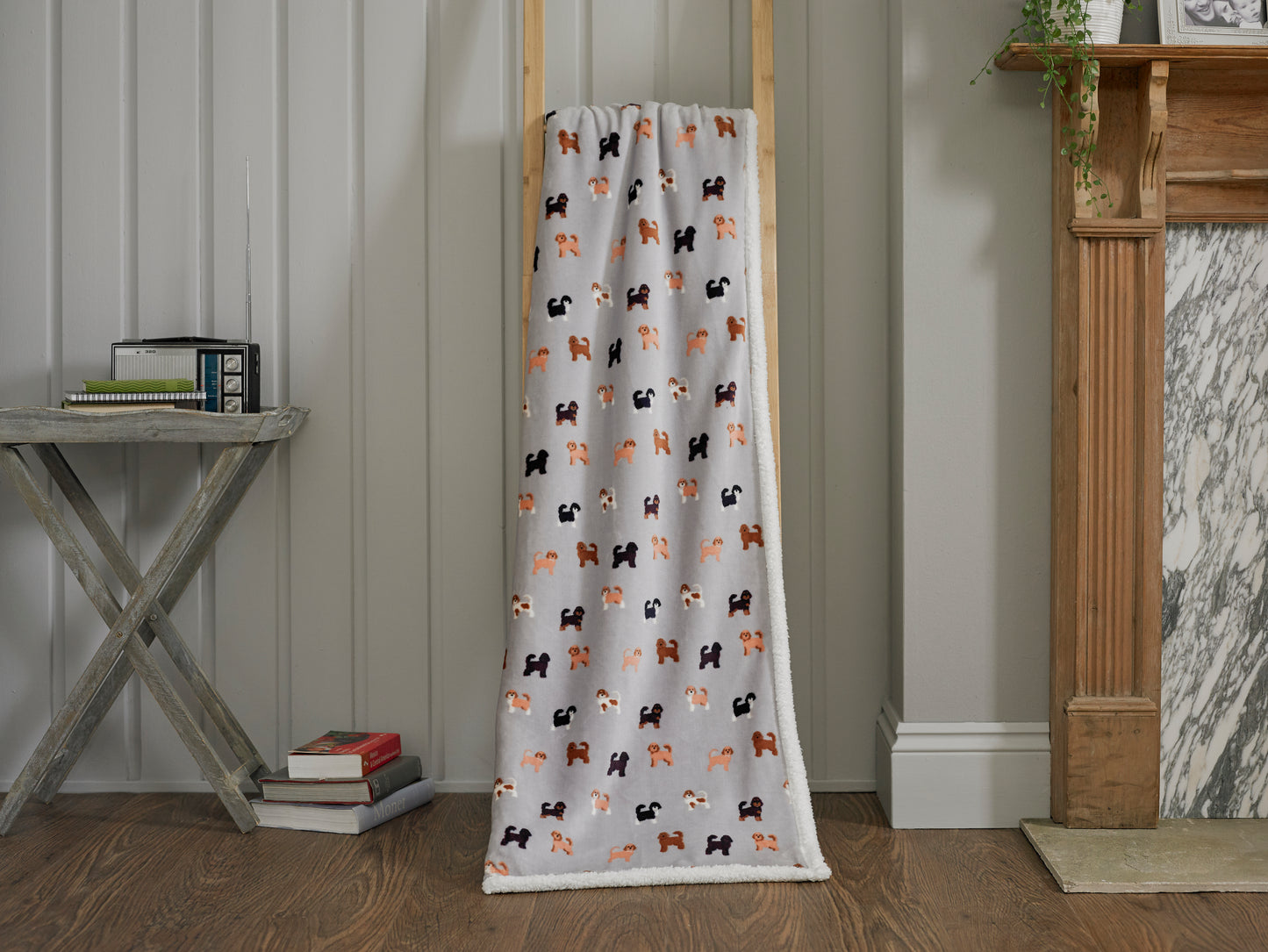 Doodle Dog Sherpa Fleece Throw