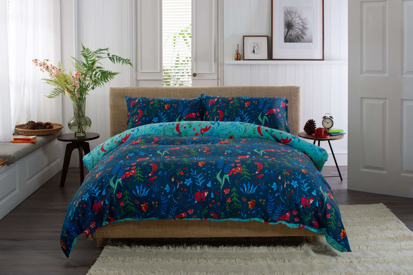 Fox and Floral 200 Thread Count Reversible Duvet Set