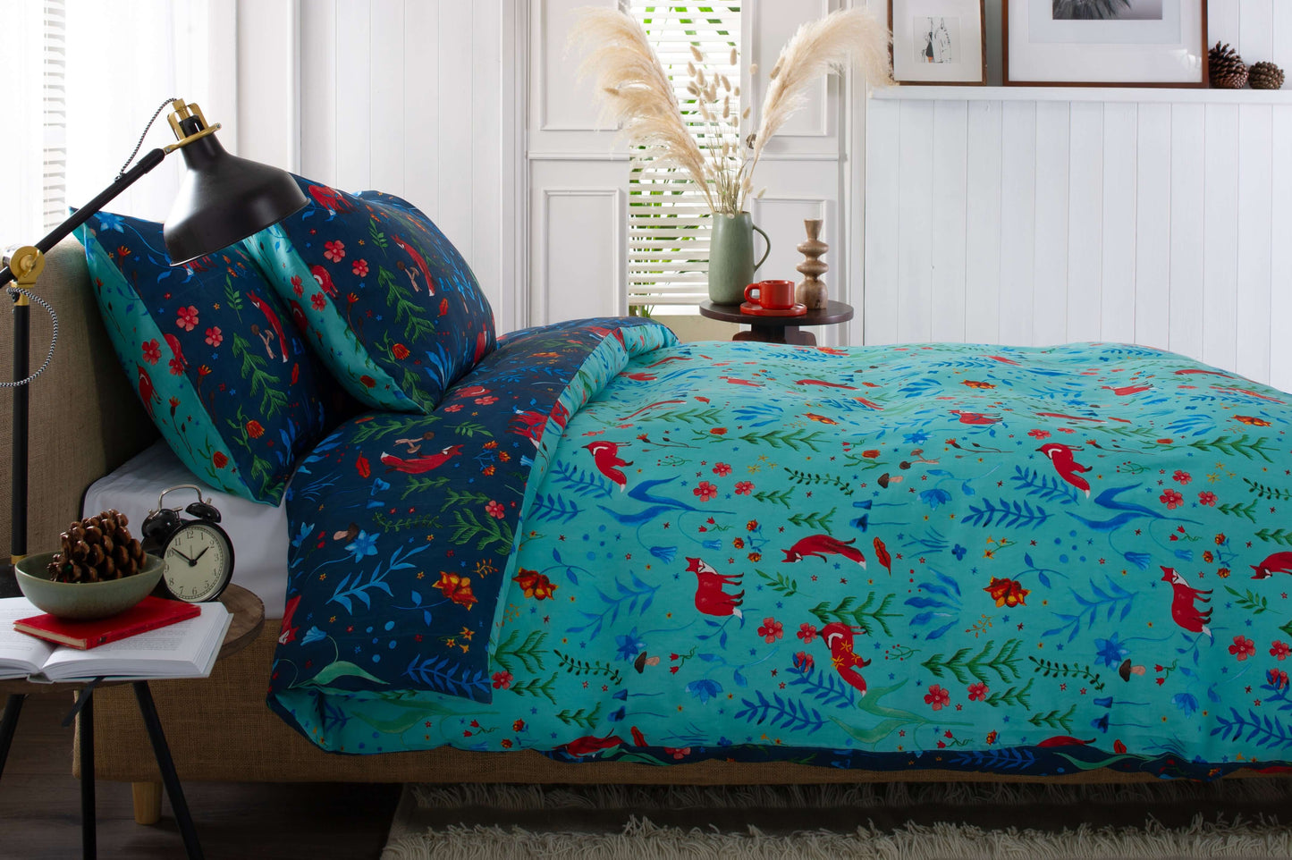 Fox and Floral 200 Thread Count Reversible Duvet Set
