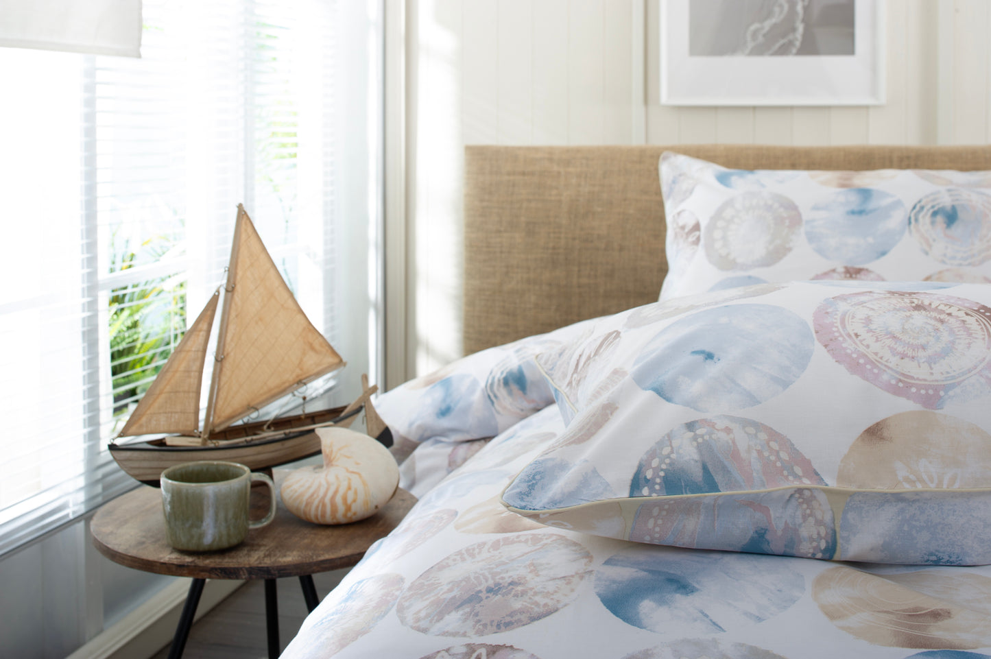 Shell Mother of Pearl Cotton Duvet Set with Fabric Bag