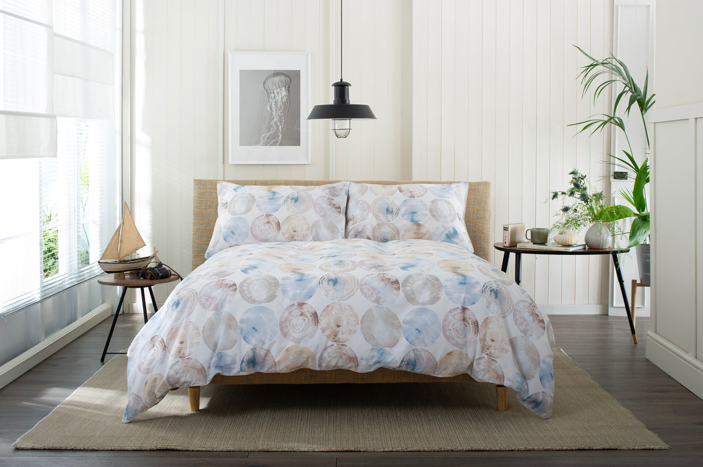 Shell Mother of Pearl Cotton Duvet Set with Fabric Bag