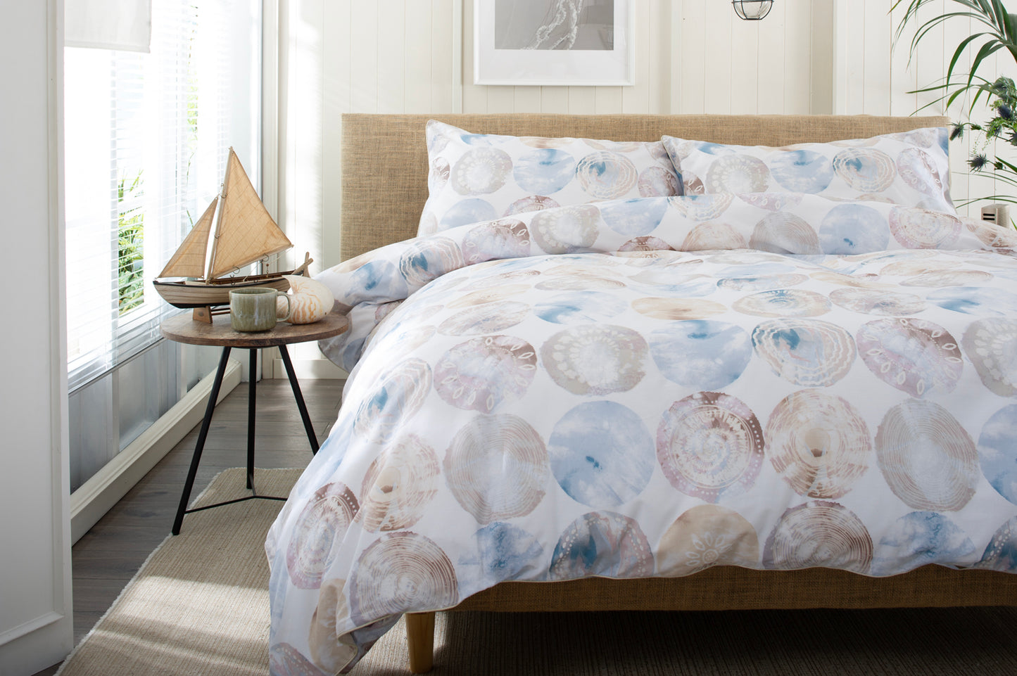 Shell Mother of Pearl Cotton Duvet Set with Fabric Bag