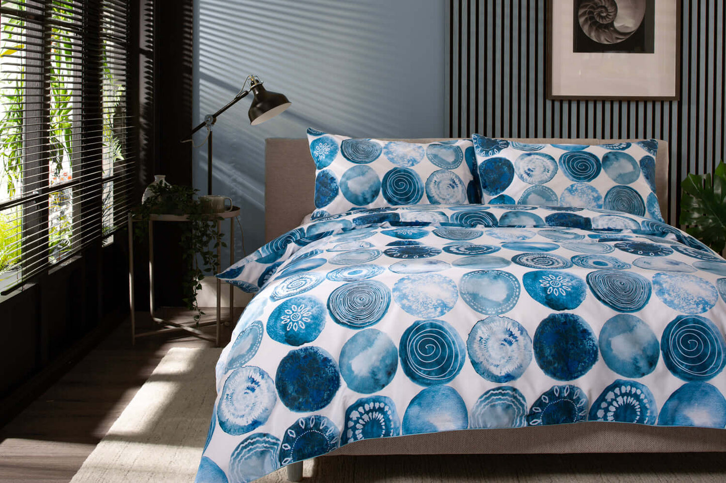 Blue Shells Cotton Duvet Set with Fabric Bag