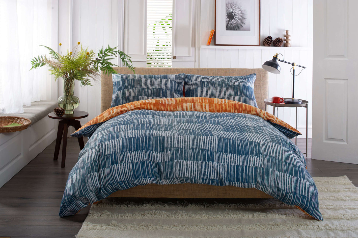 Matches Teal & Tangerine Cotton Reversible Duvet Set