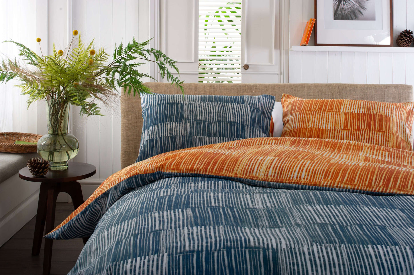 Matches Teal & Tangerine Cotton Reversible Duvet Set