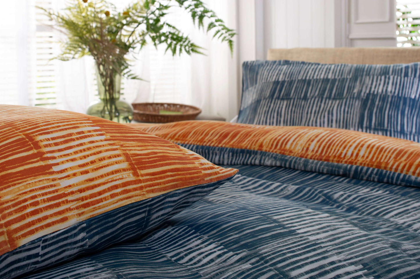 Matches Teal & Tangerine Cotton Reversible Duvet Set