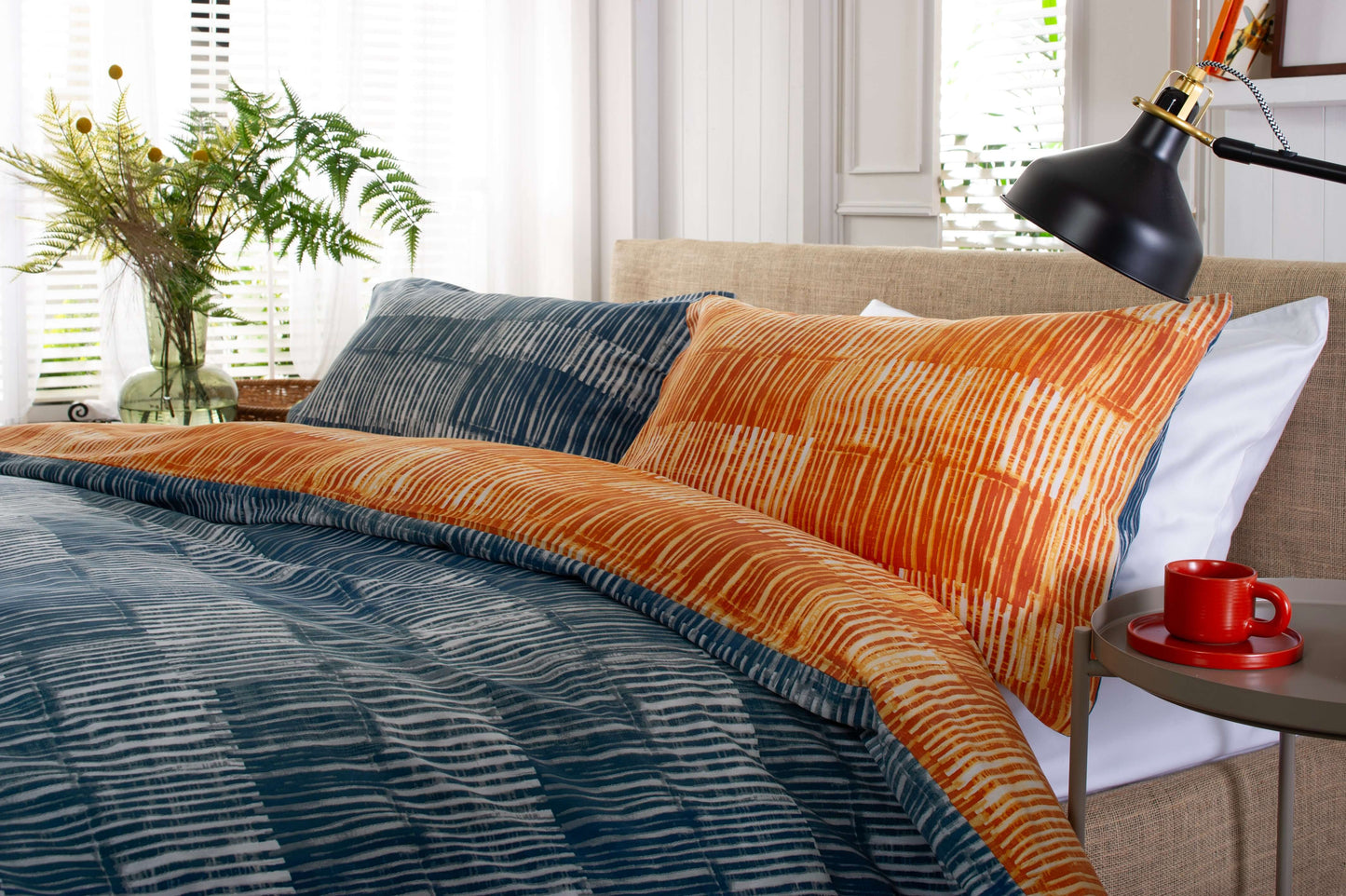 Matches Teal & Tangerine Cotton Reversible Duvet Set