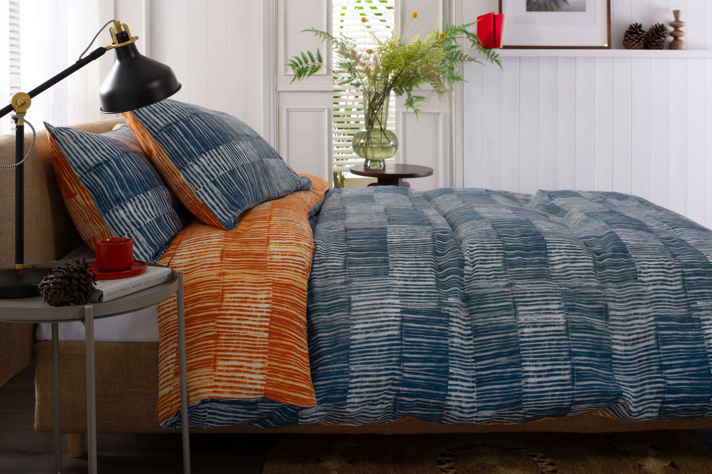Matches Teal & Tangerine Cotton Reversible Duvet Set