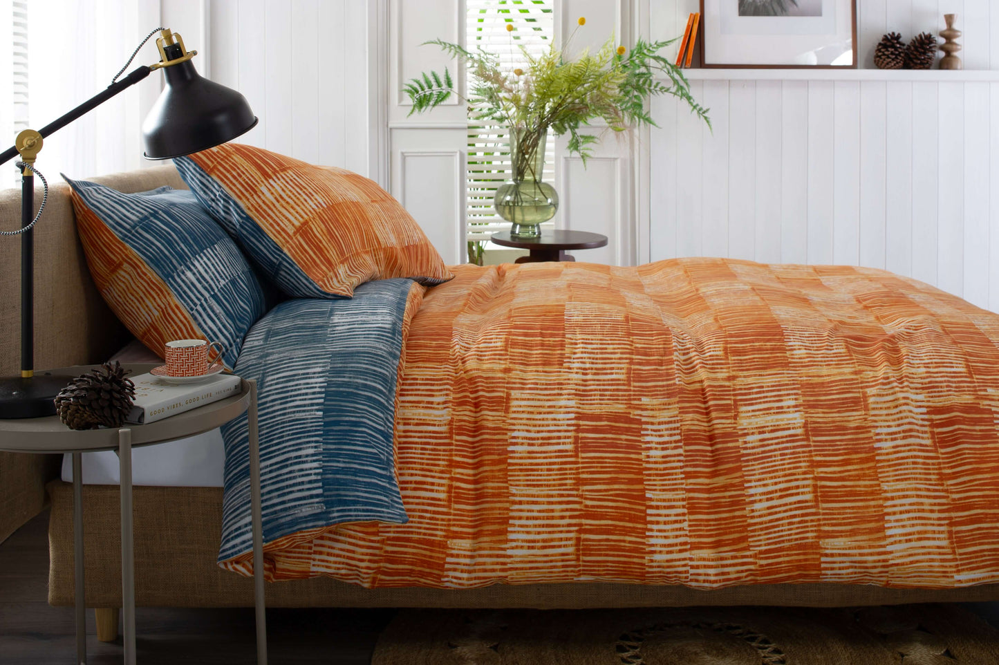 Matches Teal & Tangerine Cotton Reversible Duvet Set