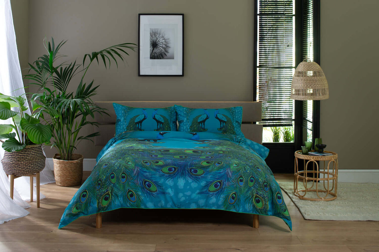 Peacock Cotton Duvet Set with Fabric Bag