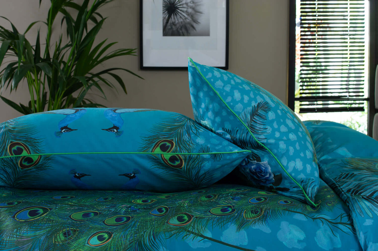 Peacock Cotton Duvet Set with Fabric Bag