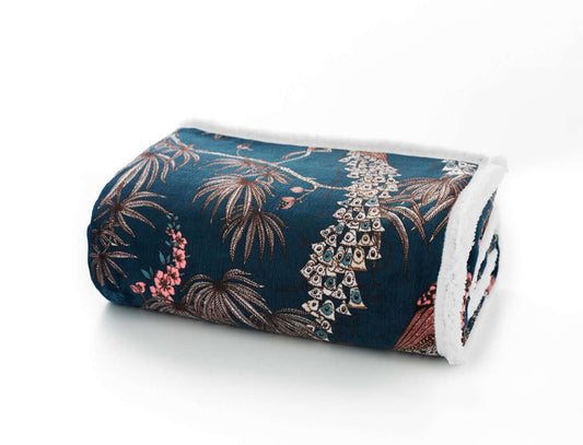 Peacocks Sherpa Printed Soft Fleece 140x180cm Throw