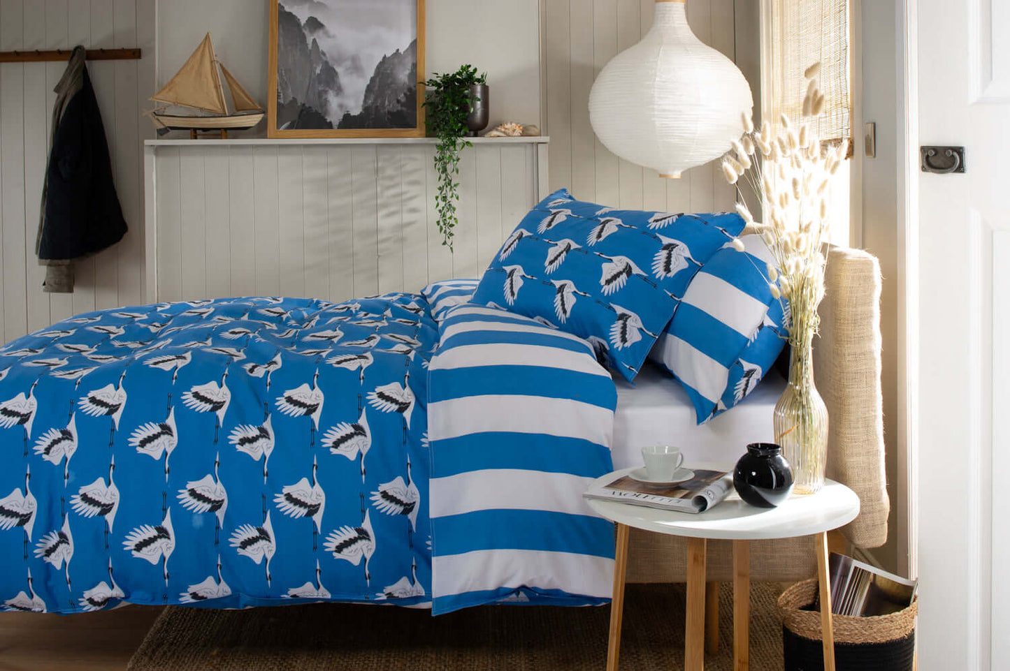 Sedge Blue Reversible Duvet Set with Fabric Bag