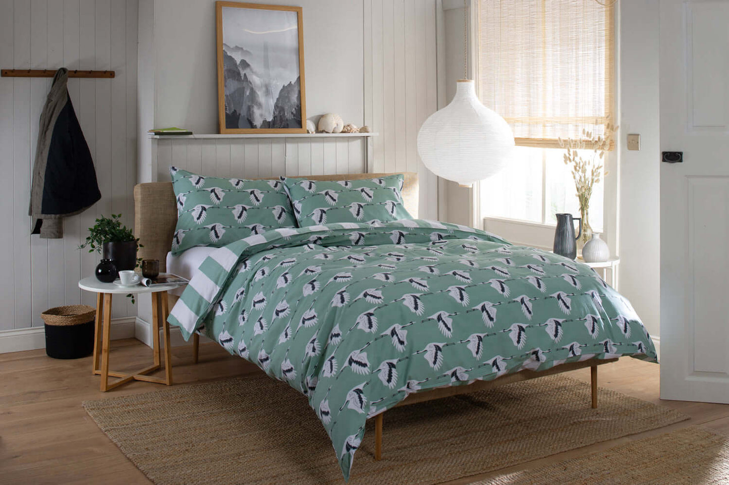 Sedge Green Reversible Duvet Set with Fabric Bag