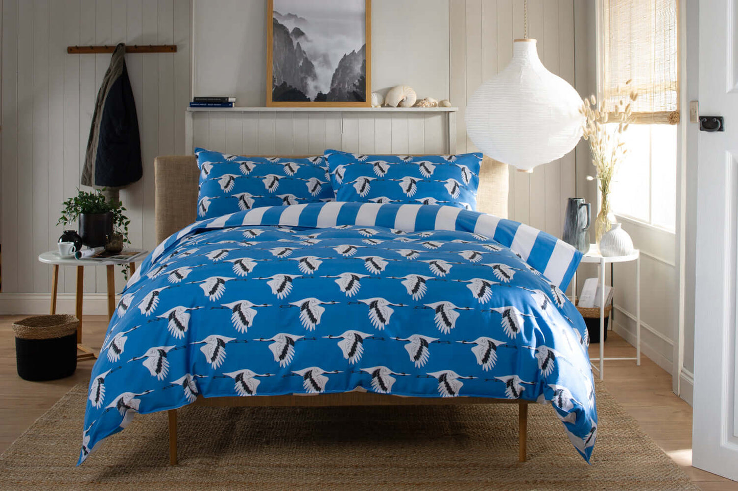 Sedge Blue Reversible Duvet Set with Fabric Bag