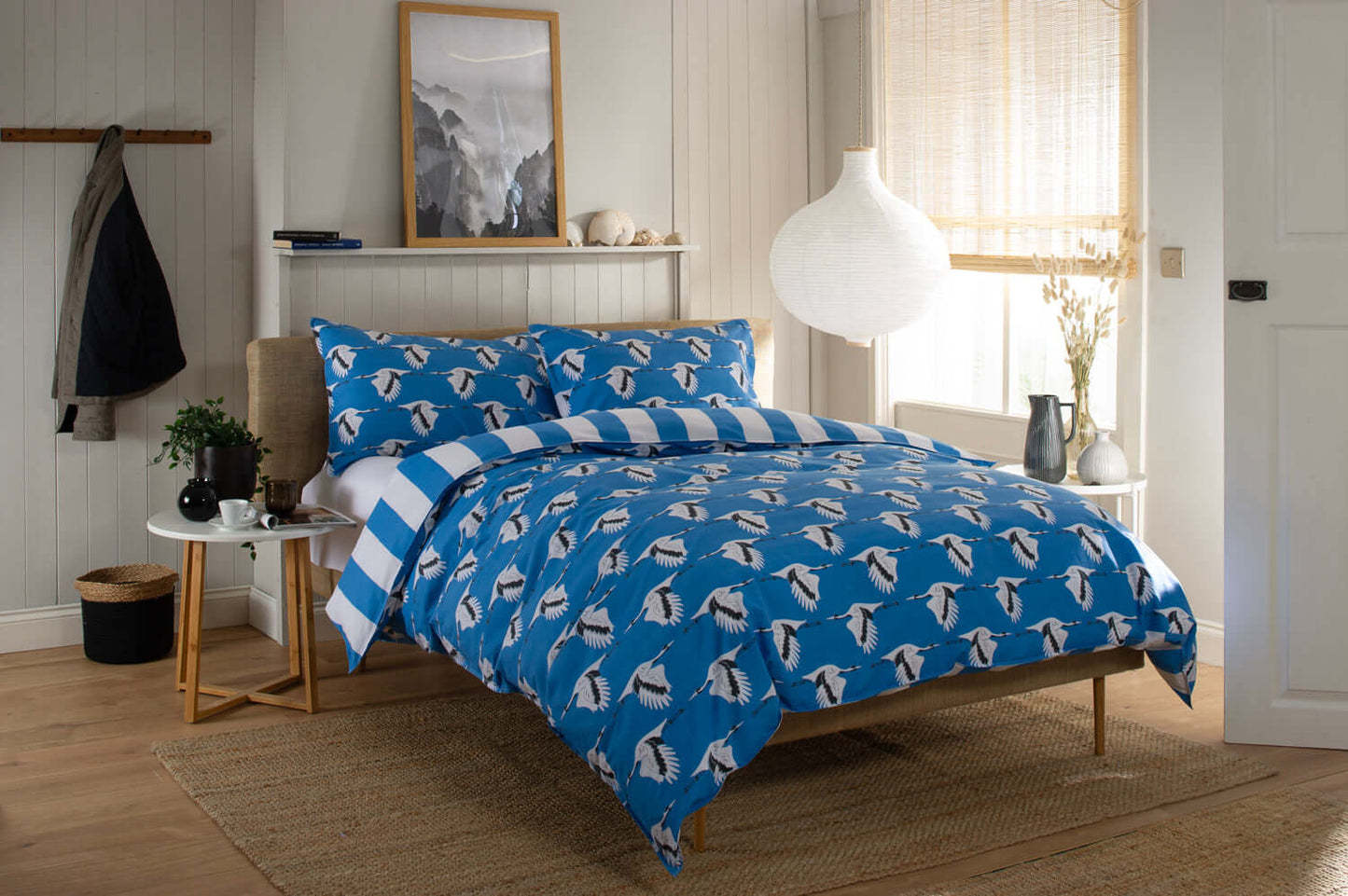 Sedge Blue Reversible Duvet Set with Fabric Bag