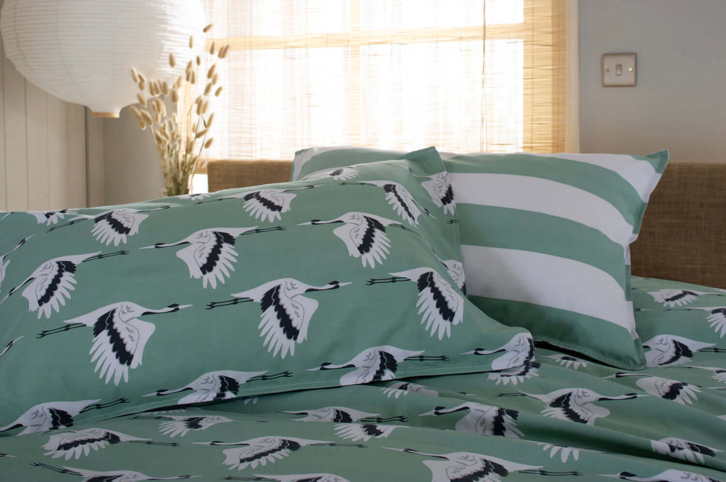 Sedge Green Reversible Duvet Set with Fabric Bag