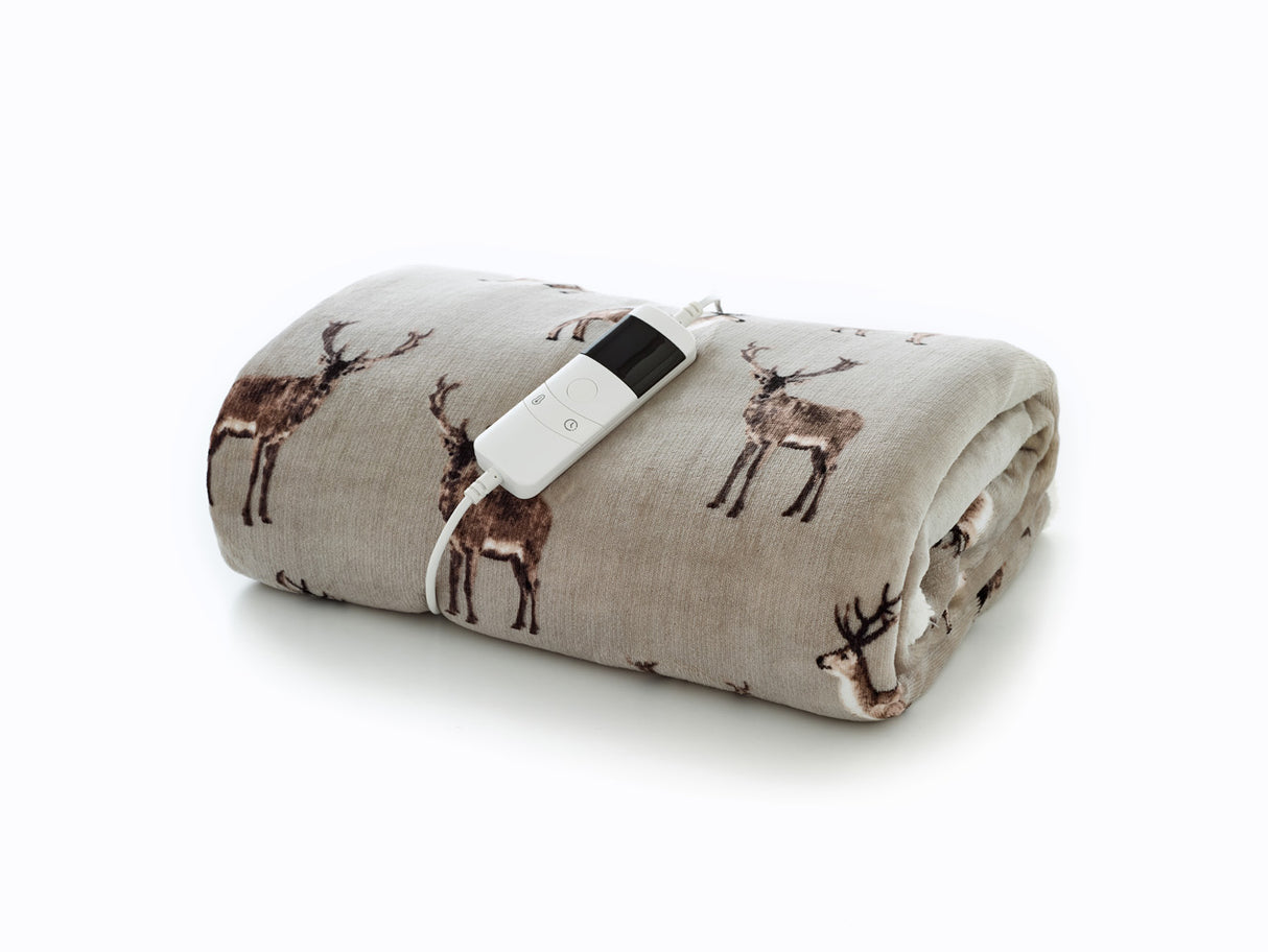 Sterling Stag Heated Sherpa Throw – 140x180cm