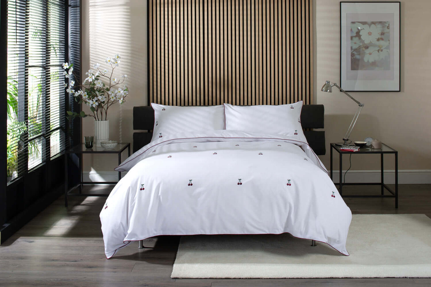 Mon Cheri Embroidered Cherries Duvet Set