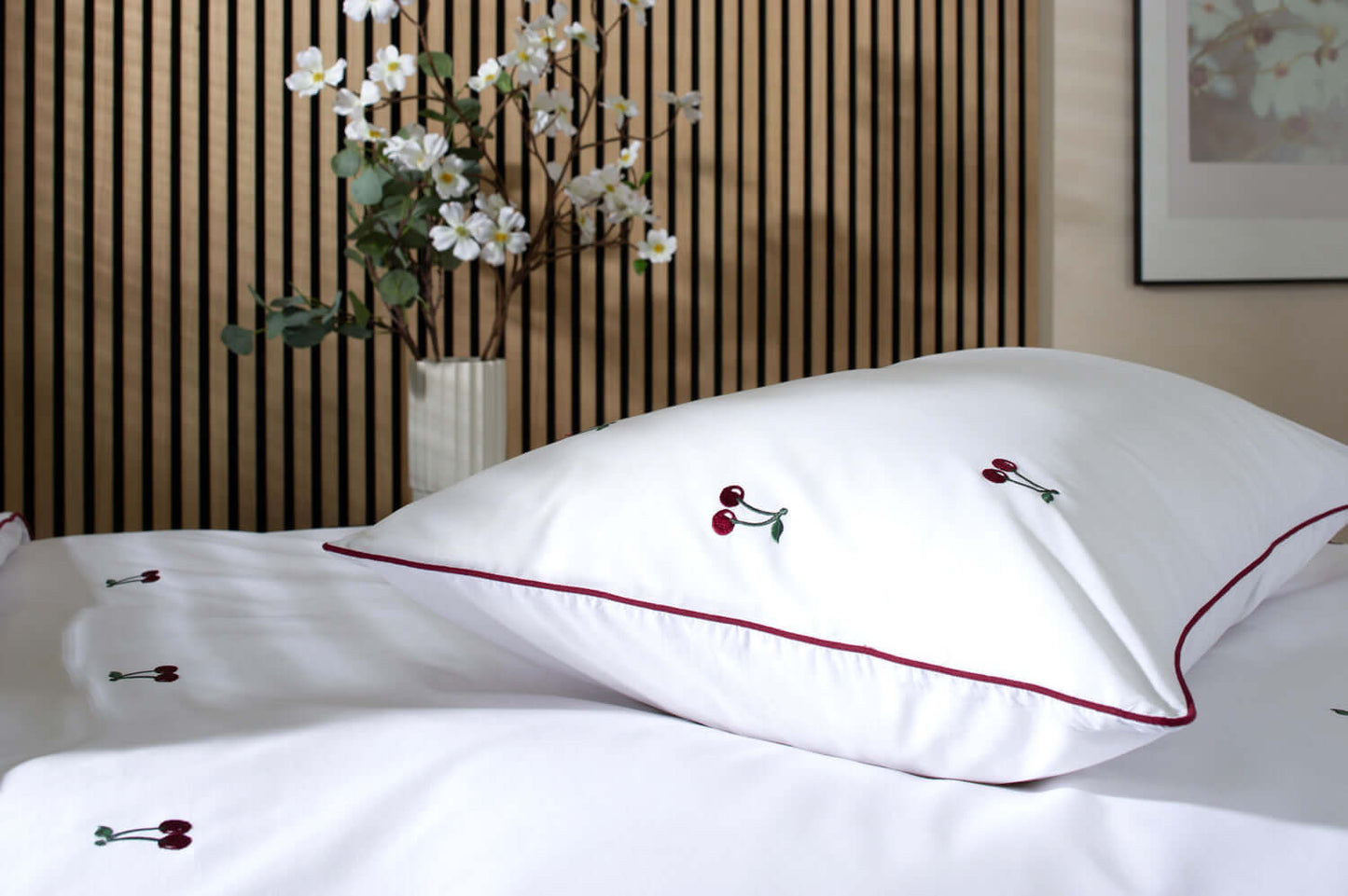 Mon Cheri Embroidered Cherries Duvet Set