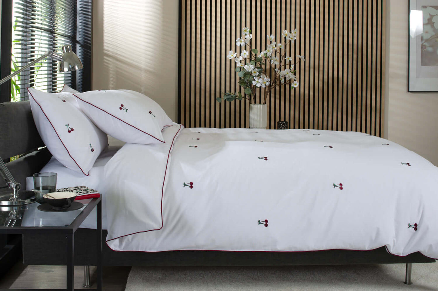Mon Cheri Embroidered Cherries Duvet Set