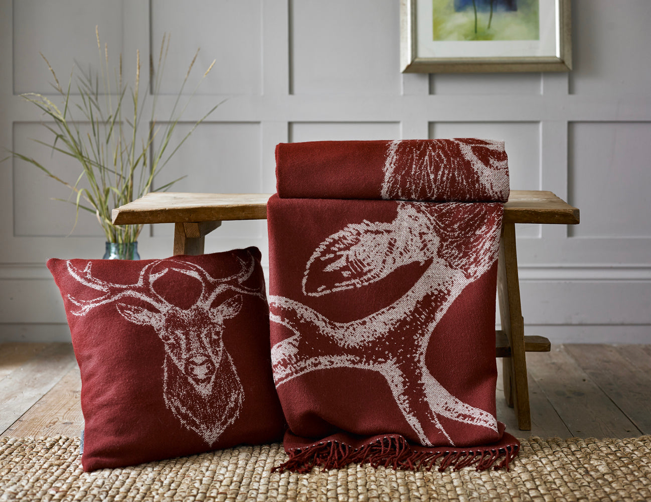 Stag Mulberry Faux Cashmere Throw
