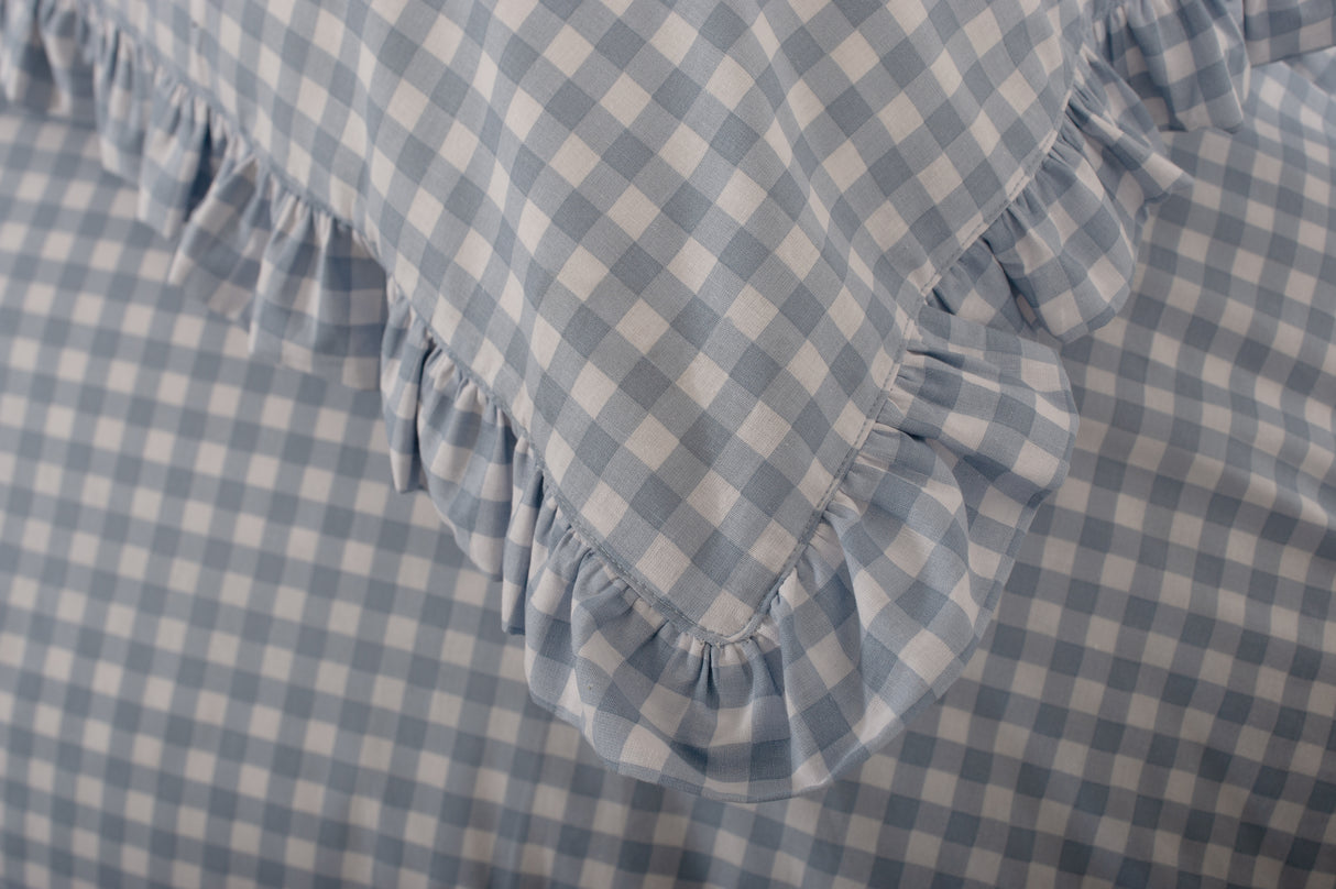 TLC Gingham Frilled Duvet Set - Fog