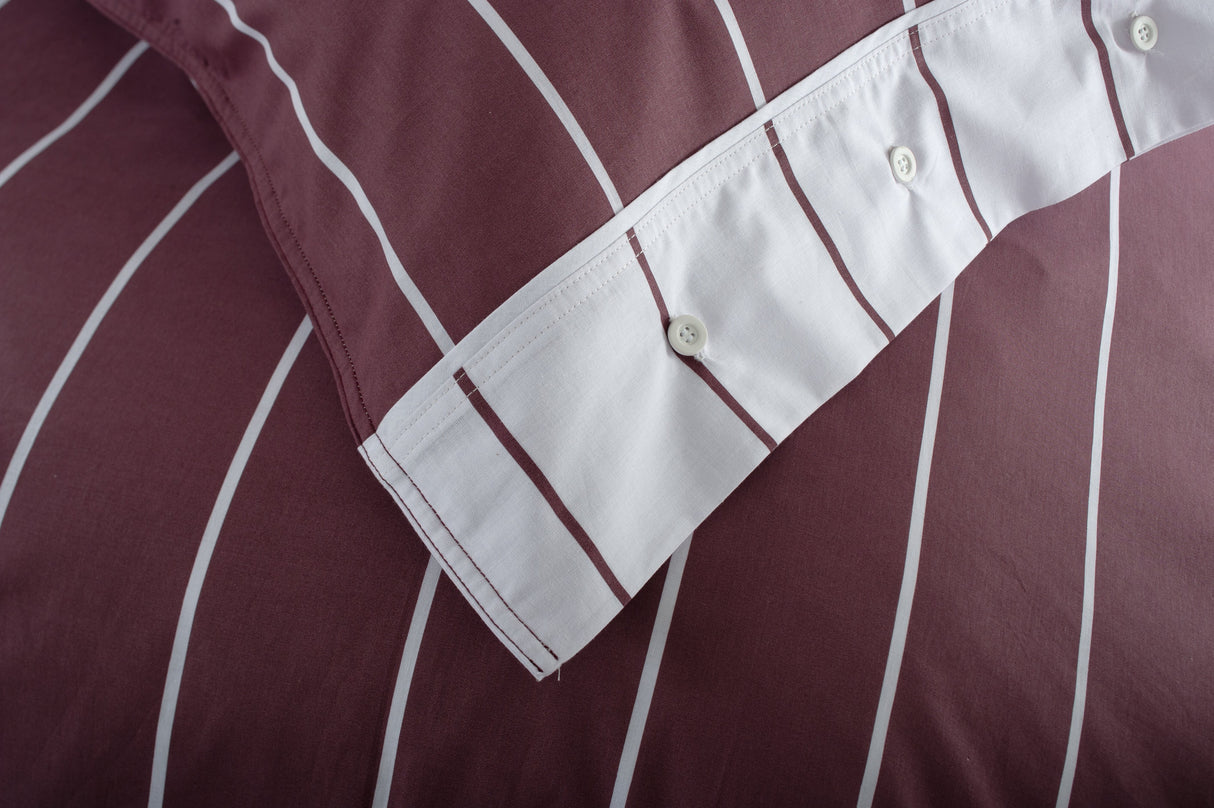 TLC Pinstripe Duvet Set - Burgundy