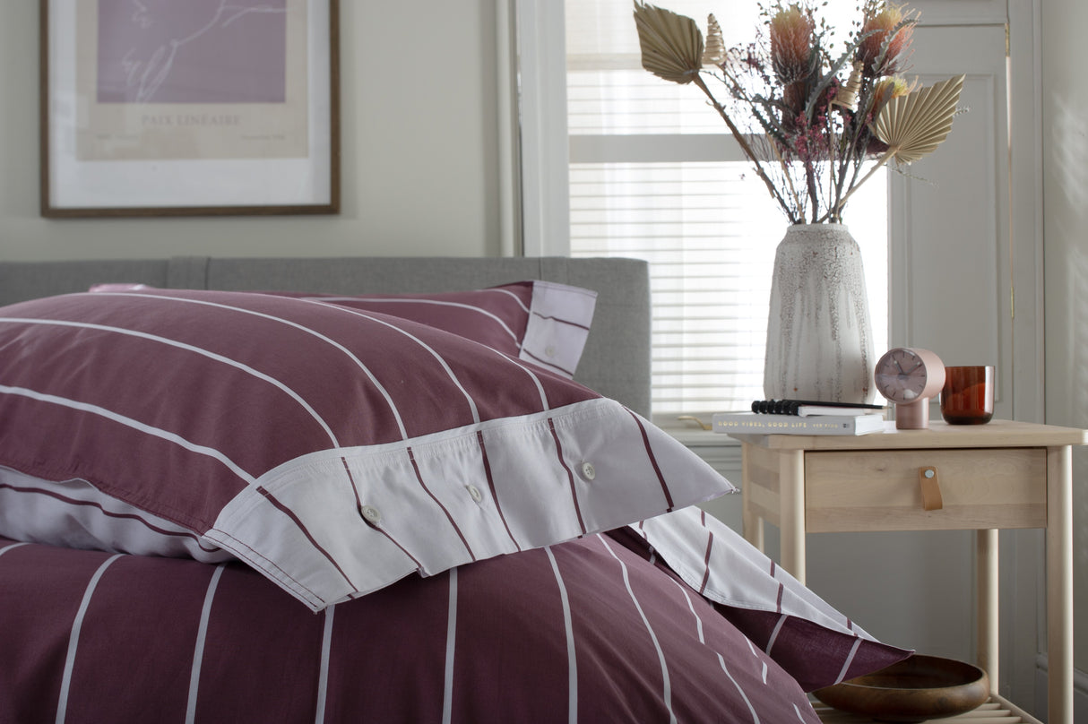 TLC Pinstripe Duvet Set - Burgundy