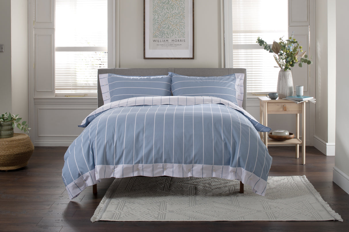 TLC Pinstripe Duvet Set - Fog