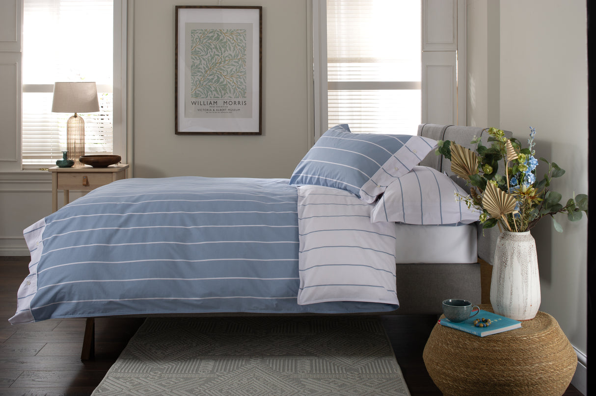TLC Pinstripe Duvet Set - Fog