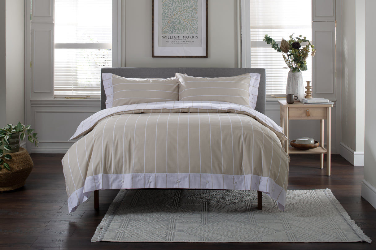 TLC Pinstripe Duvet Set - Natural
