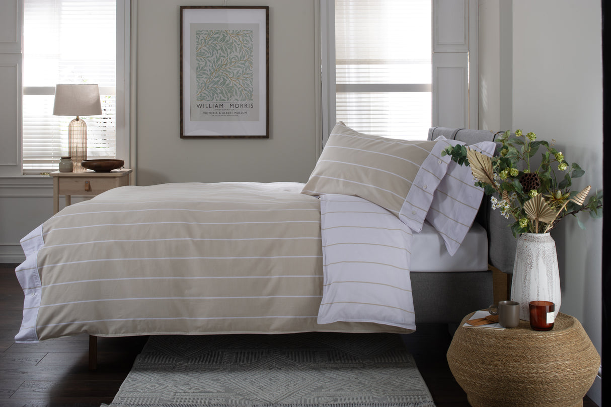 TLC Pinstripe Duvet Set - Natural