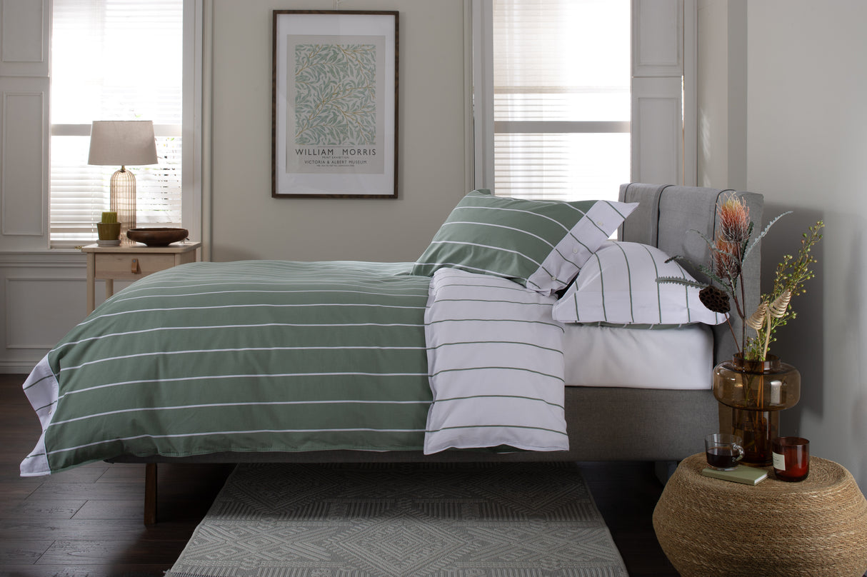 TLC Pinstripe Duvet Set - Sage